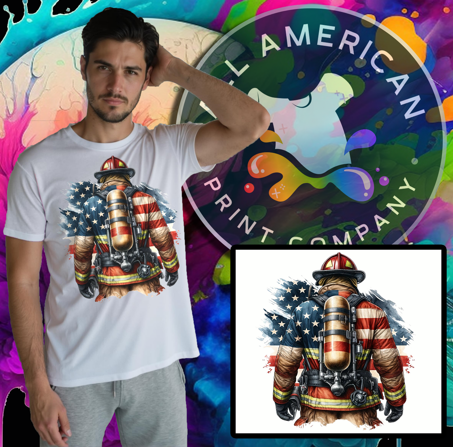 T-Shirt - Firefighter Flag