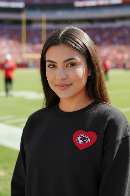 Kansas City Chiefs Logo Embroidery Patches Heavy Polyester Thread Iron On or Sew On - Heart