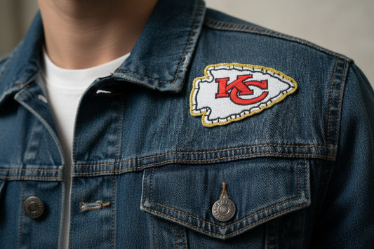 Kansas City Chiefs Logo Embroidery Patches Heavy Polyester Thread Iron On or Sew On - Red, white and Gold