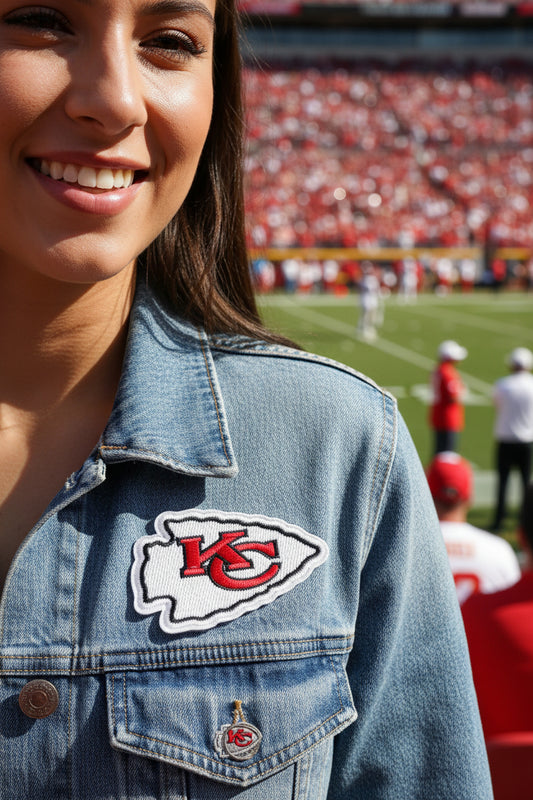 Kansas City Chiefs Logo Embroidery Patches Heavy Polyester Thread Iron On or Sew On - Red and white