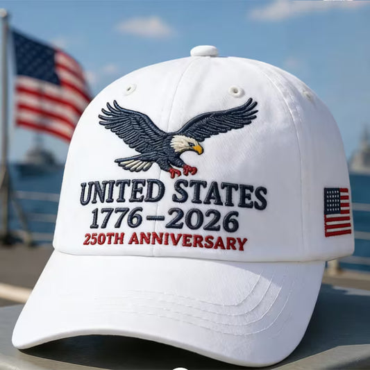 United States 250th Anniversary Hat, White