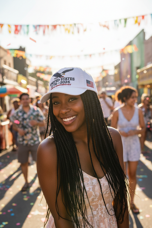 United States 250th Anniversary Hat, White