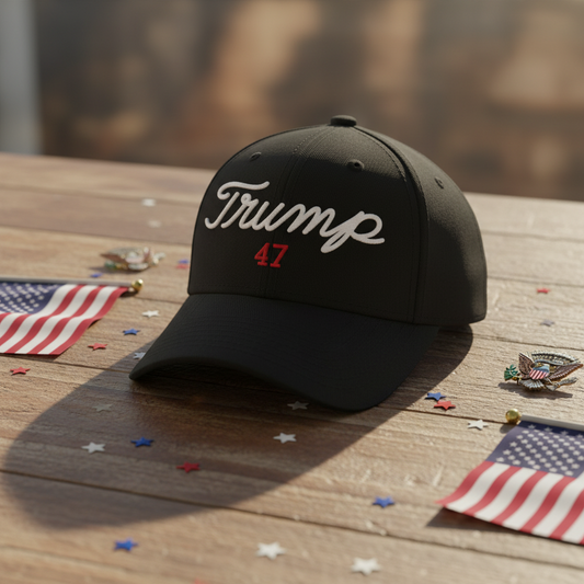 Trump 47, golf style print, embroidered
