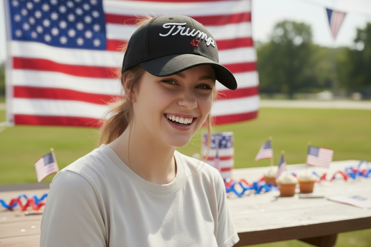 Trump 47, golf style print, embroidered