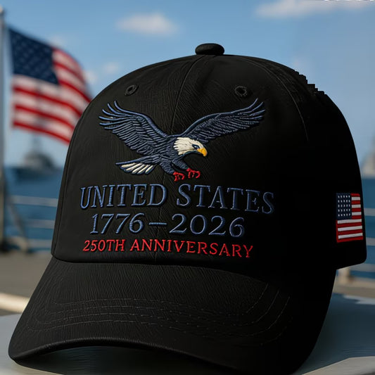 United States 250th Anniversary Hat, Black