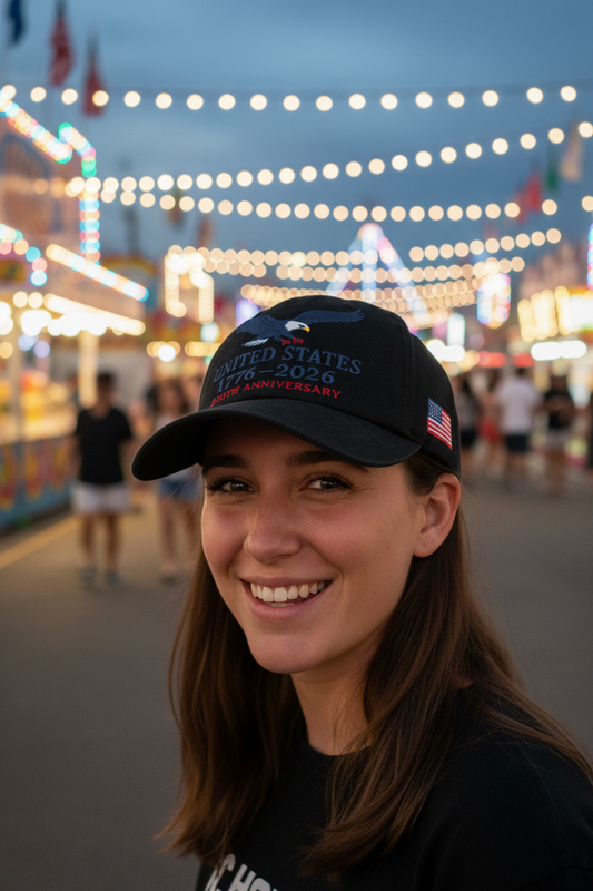 United States 250th Anniversary Hat, Black